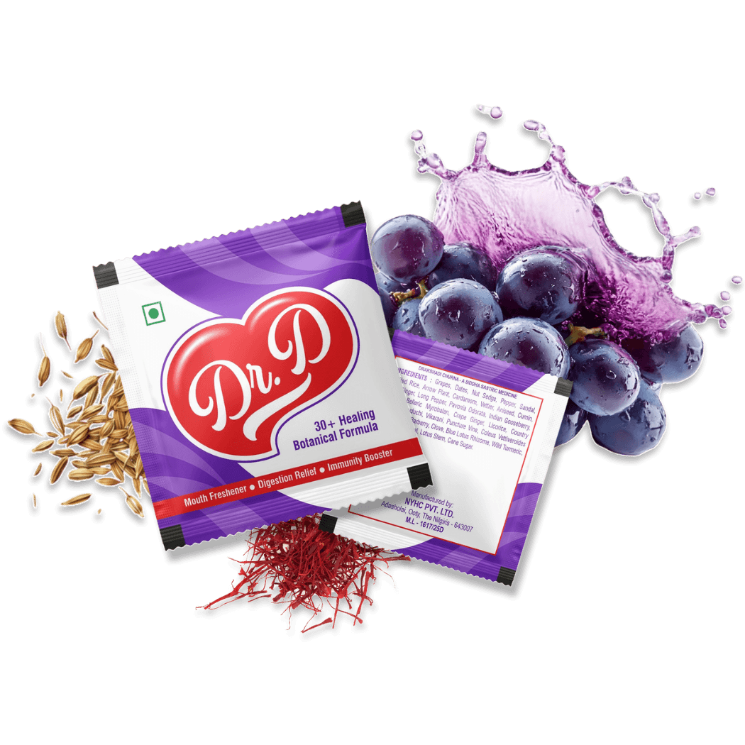 Dr.D sachets with grapes, cumin, and saffron